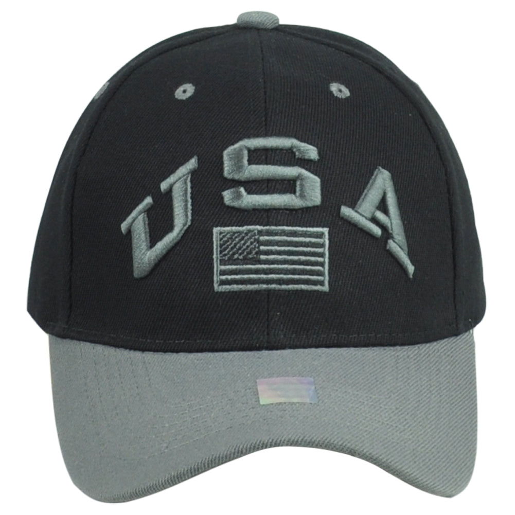 USA United States North America Country Flag Black Adjustable Adults Hat Cap