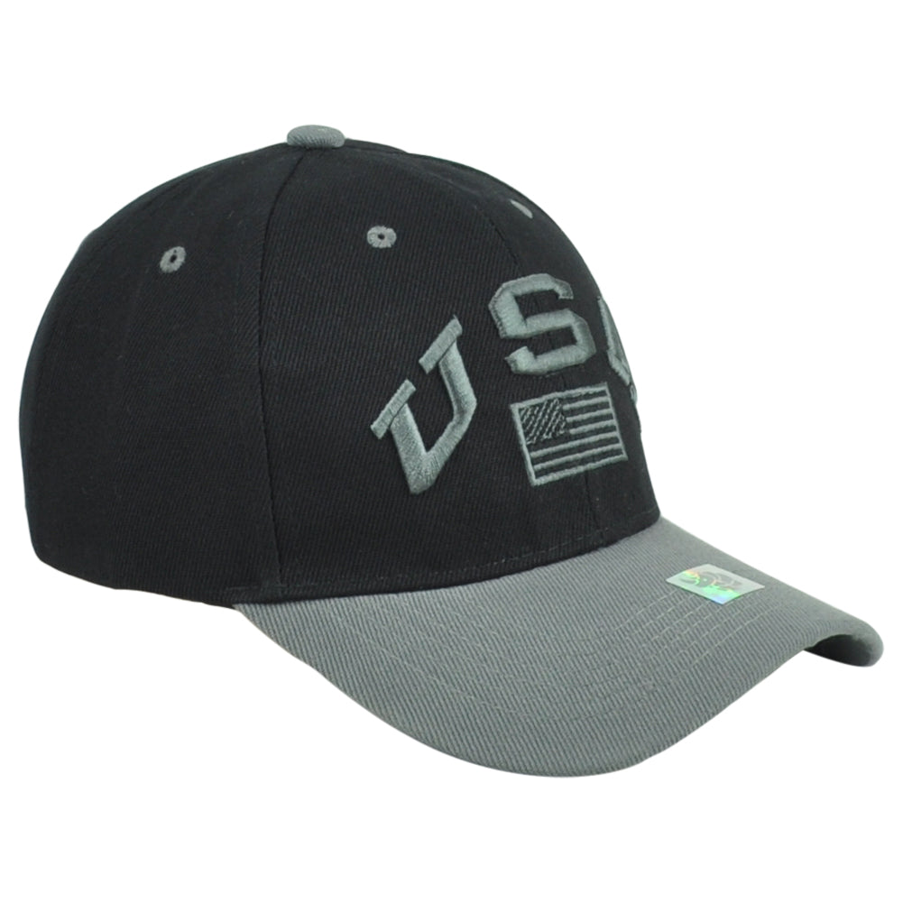 USA United States North America Country Flag Black Adjustable Adults Hat Cap