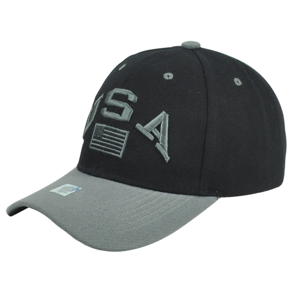 USA United States North America Country Flag Black Adjustable Adults Hat Cap