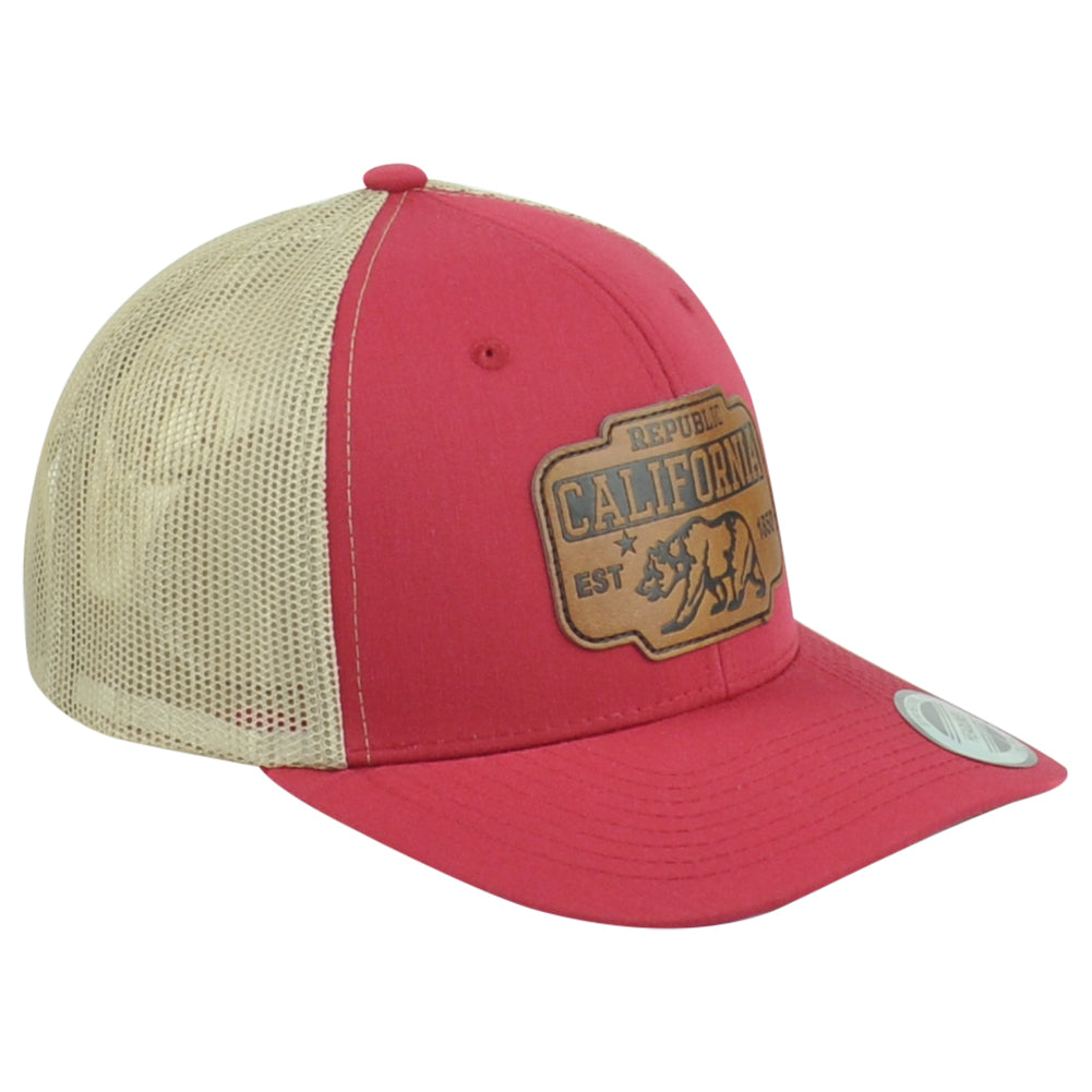 Republic California Cali USA Est 1850 Two Colors Patch Mesh Snapback Hat Cap