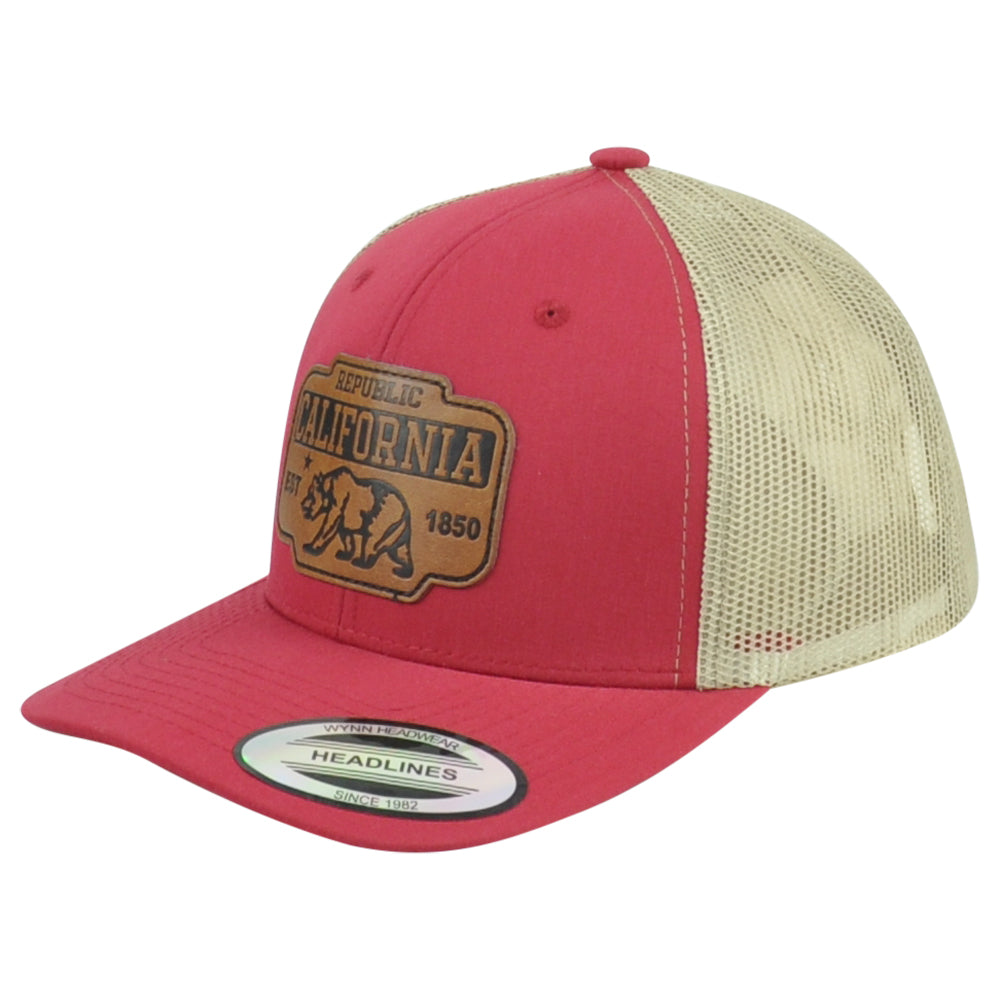 Republic California Cali USA Est 1850 Two Colors Patch Mesh Snapback Hat Cap