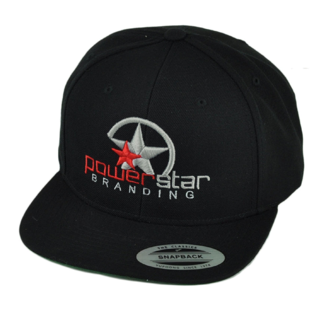 Power Star Branding Logo PBS Flat Bill Snapback Hat Cap Black Gray Headgear
