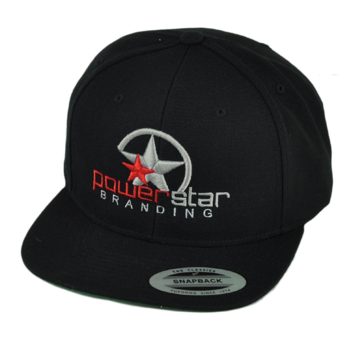 Power Star Branding Logo PBS Flat Bill Snapback Hat Cap Black Gray Headgear