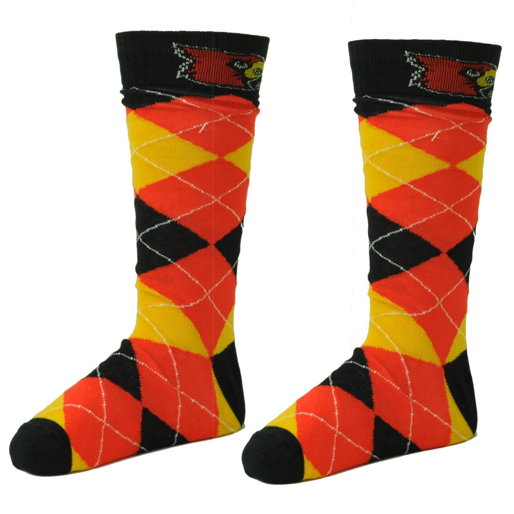 NCAA Louisville Cardinals Argyle Crew Socks Long Red Black One Size Game Day