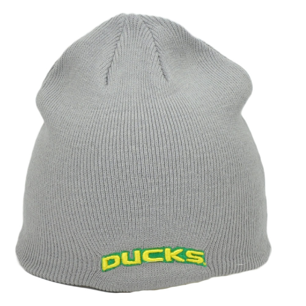 NCAA Zephyr Oregon Ducks Cuffless Knit Beanie Gray Hat Winter Toque Skully
