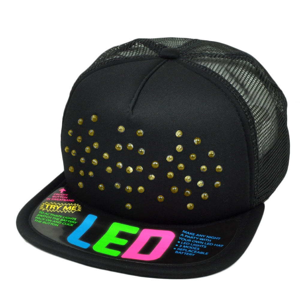 Batman 3 Modes LED Neon Light Mesh Snapback Flat Bill Black Hat Cap Cartoon Hero