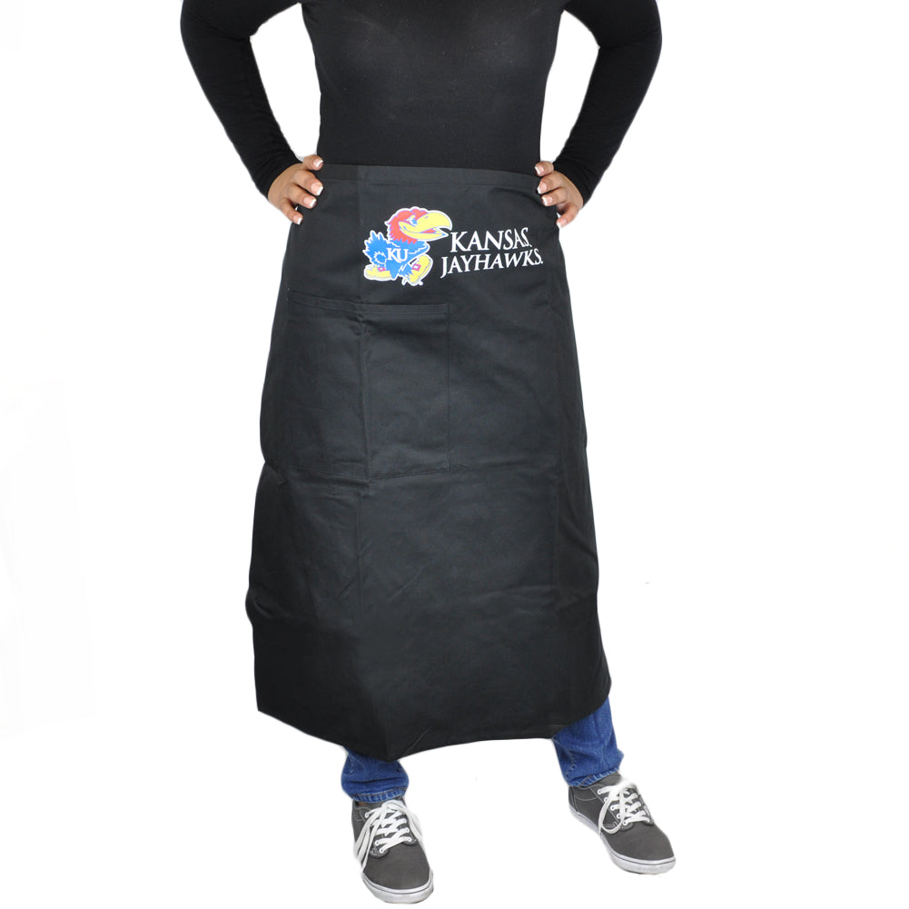 NCAA Kansas Jayhawks Black Apron Barbecue Accessory Tailgating Gear Cook Smock