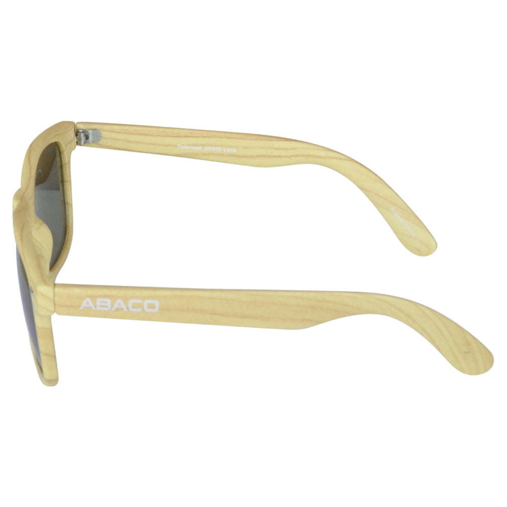 Abaco Sunglasses Unisex Tiki Natural Wood Style Blue Mirror Polarized UV Lens