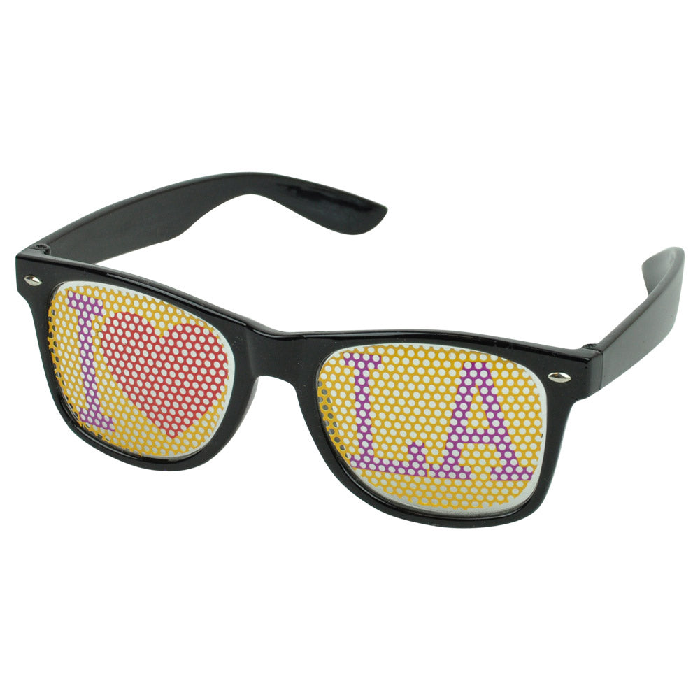 Sun Glasses Novelty Wayfarer Style Shades Costume Yellow I Love LA Los Angeles