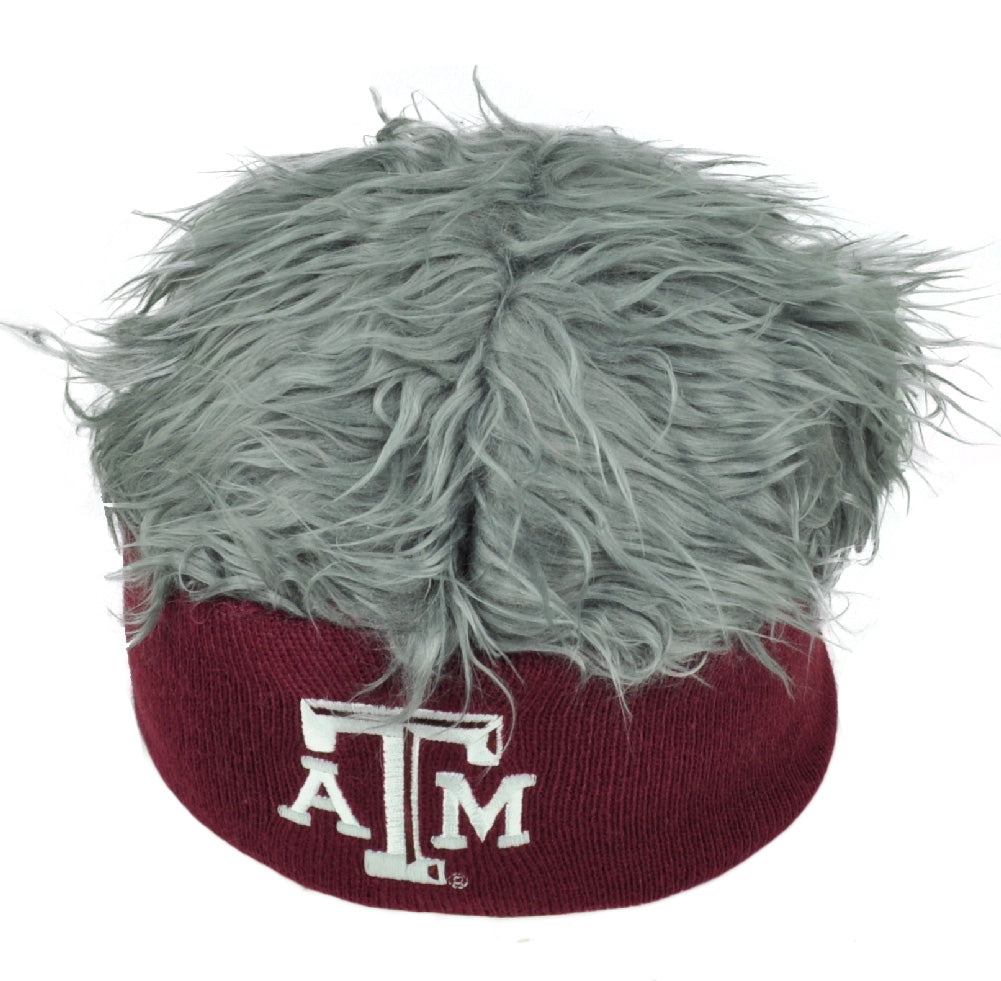 NCAA Texas A&M Aggies Sizzle Faux Fur Flair Hair Knit Beanie Gray Burgundy