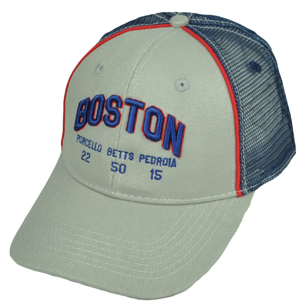 Boston Red Sox Porcello 22 Bets 50 Pedroia 15 Gray Mesh Snapback Players Choice