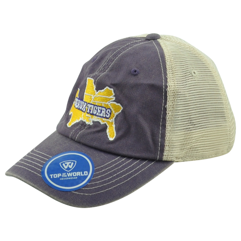 NCAA TOW Louisiana Tigers LSU Geaux SEC States Trucker Mesh Snapback Hat Cap
