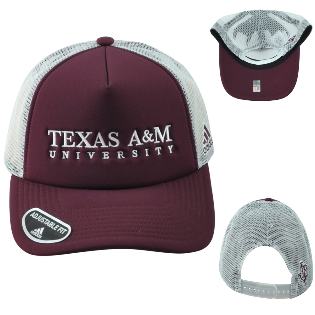 NCAA Adidas Texas A&M Aggies University Foam Trucker Adjustable Adults Hat Cap