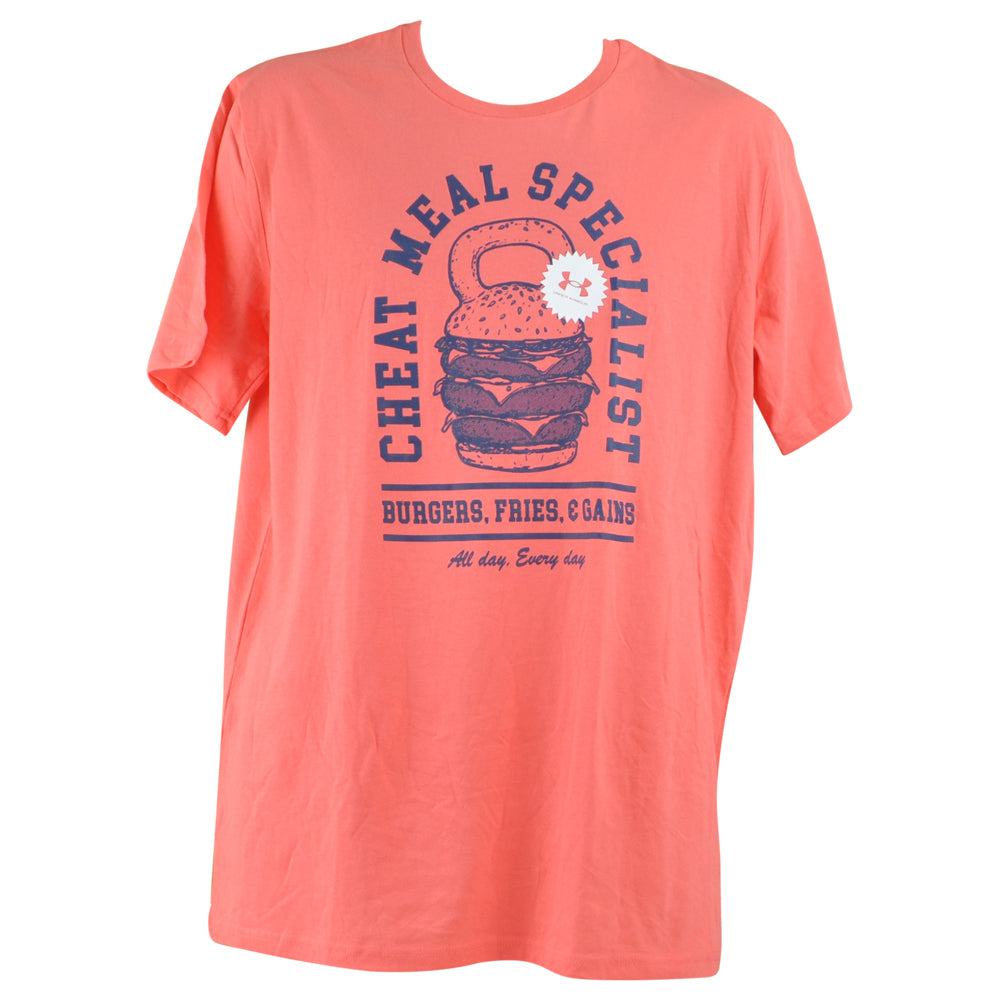 Under Armour Brand Cheat Meal Athletes Logo Adults Men Orange Tshirt Tee