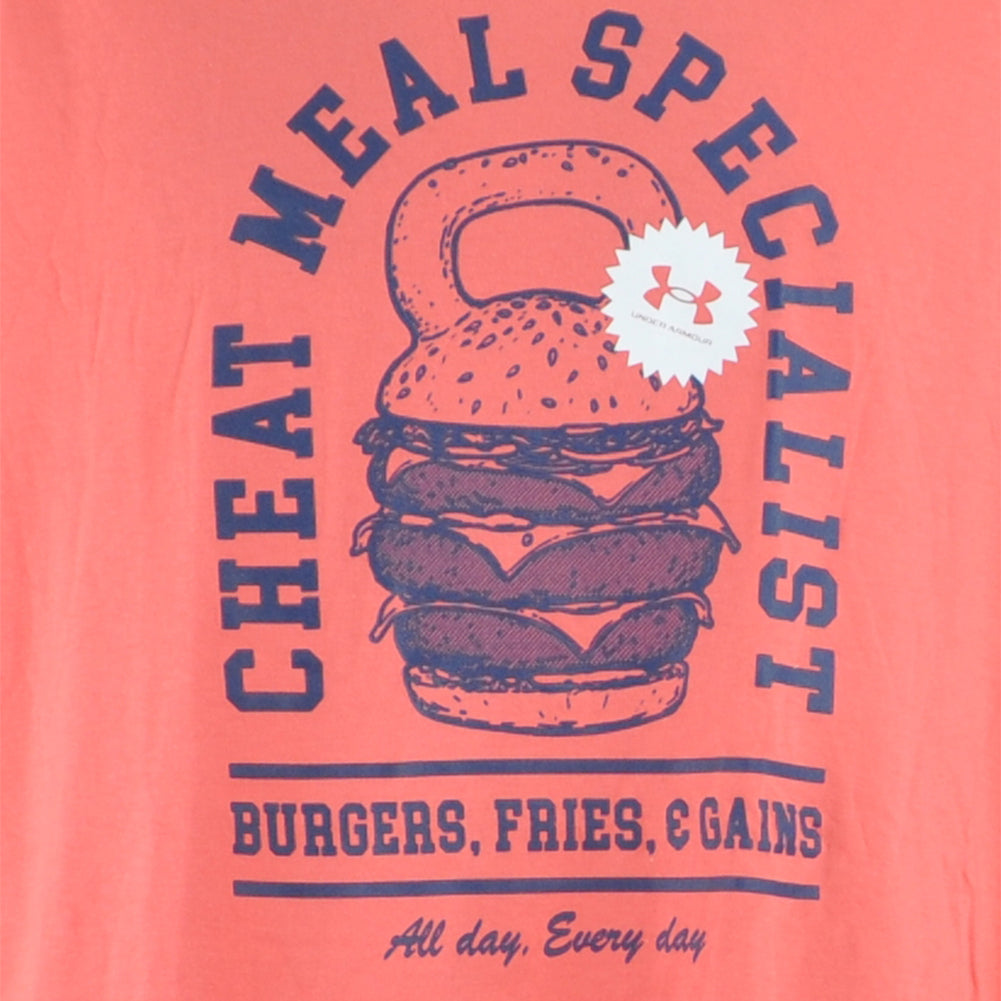 Under Armour Brand Cheat Meal Athletes Logo Adults Men Orange Tshirt Tee