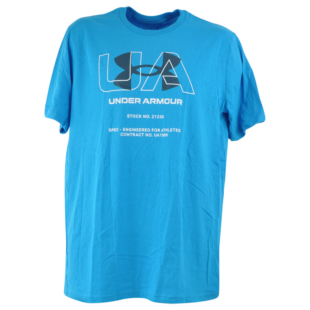 Under Armour Brand Athletes Logo Adult Men Short Sleeve Blue Tshirt Tee