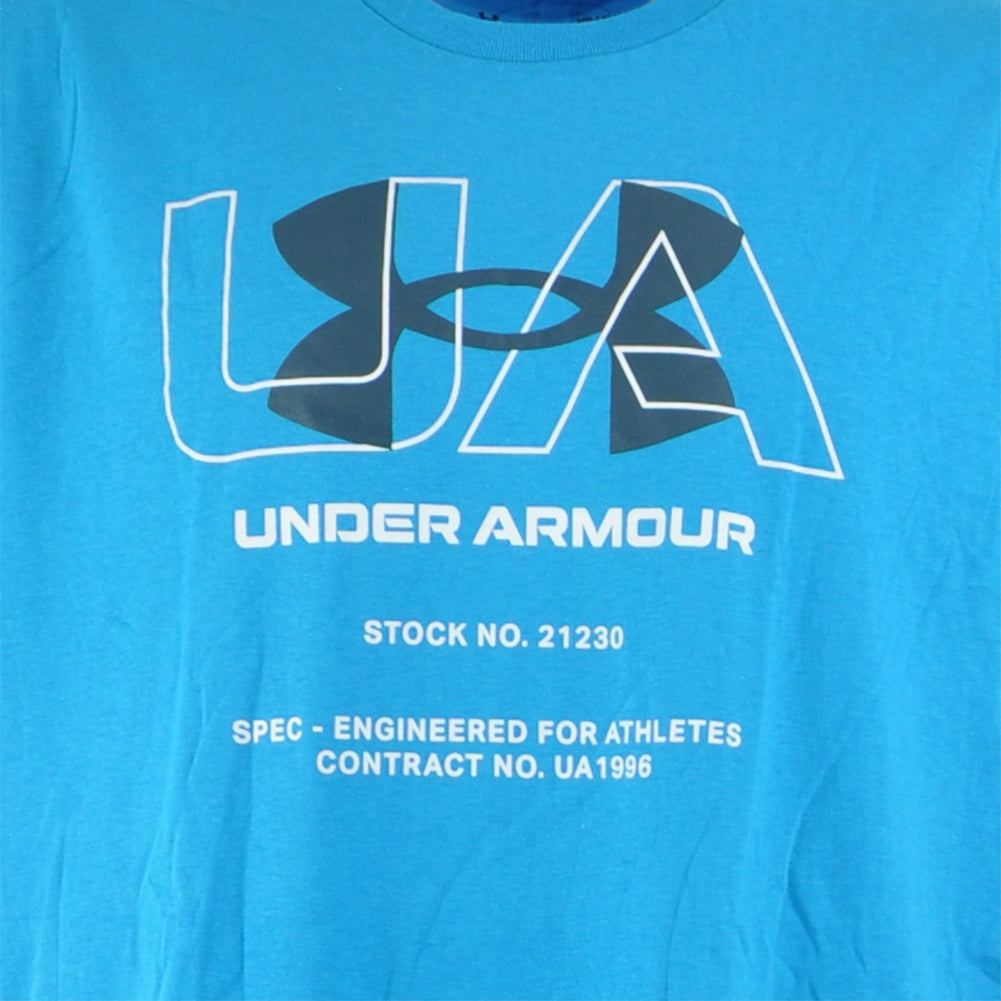 Under Armour Brand Athletes Logo Adult Men Short Sleeve Blue Tshirt Tee