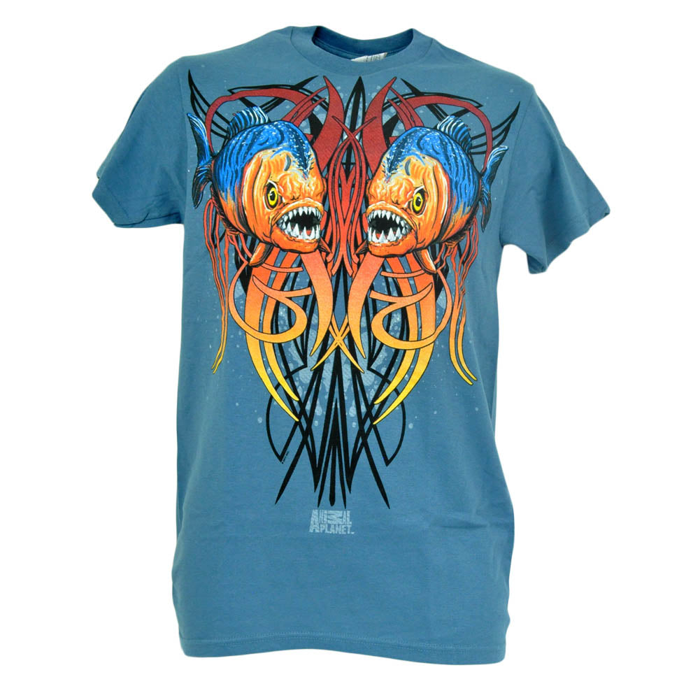 Animal Planet Piranha Reflection Fish Monster Tanked Mens Adult Tshirt Tee