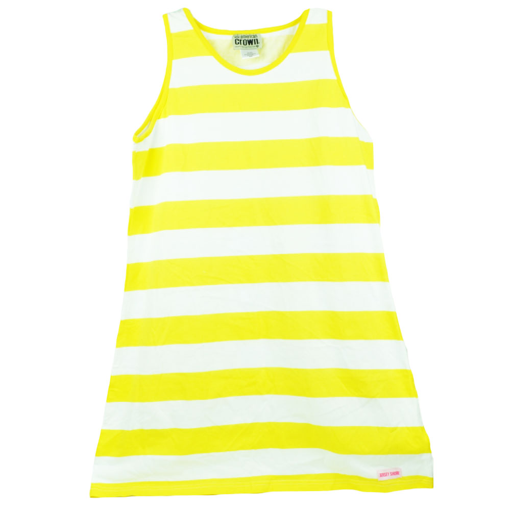 Jersey Shore New Jersey Striped Yellow White Dress Loose Fit Womens Ladies