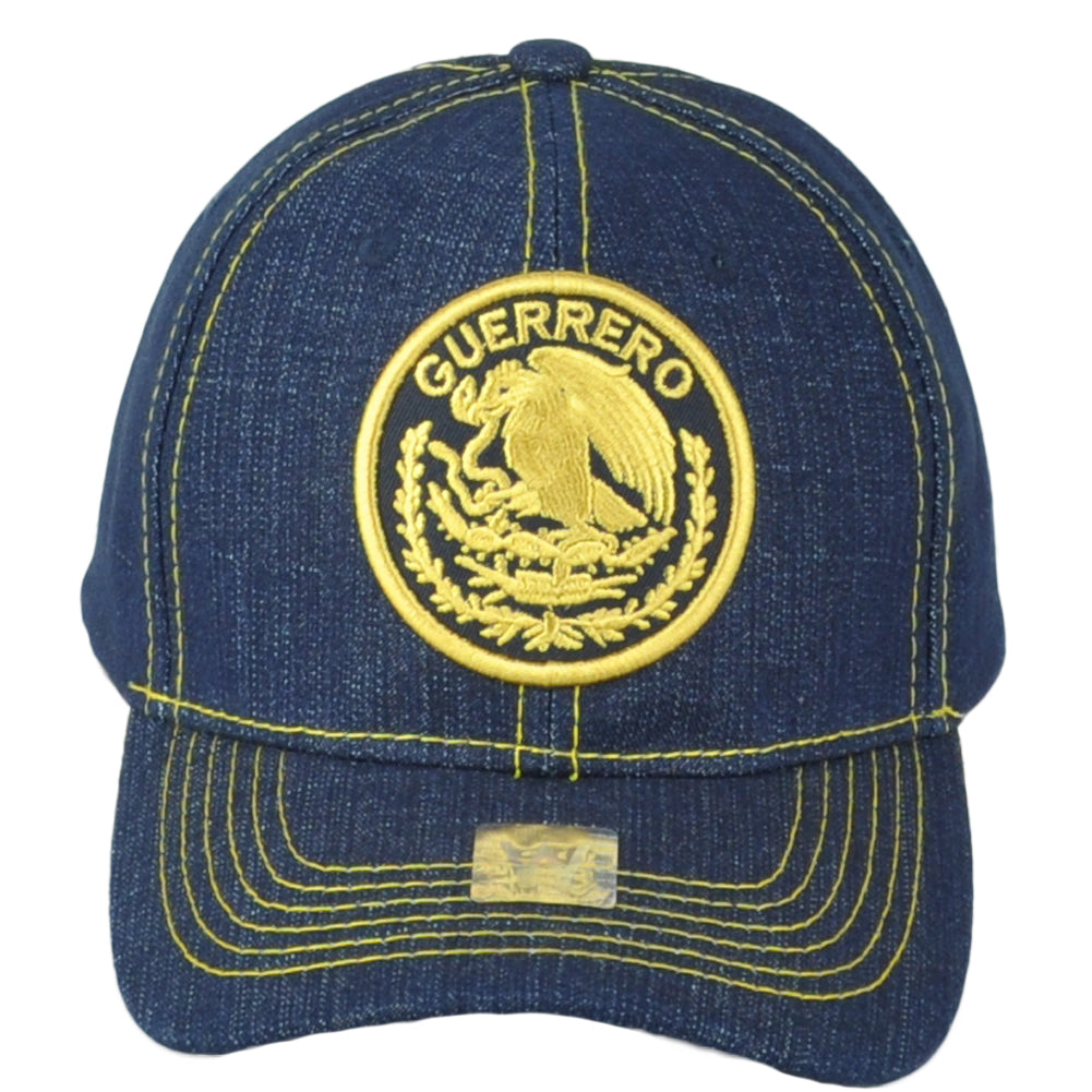 Guerrero Mexico City Shield Denim Blue Adjustable Curved Bill Gorra Men Hat Cap
