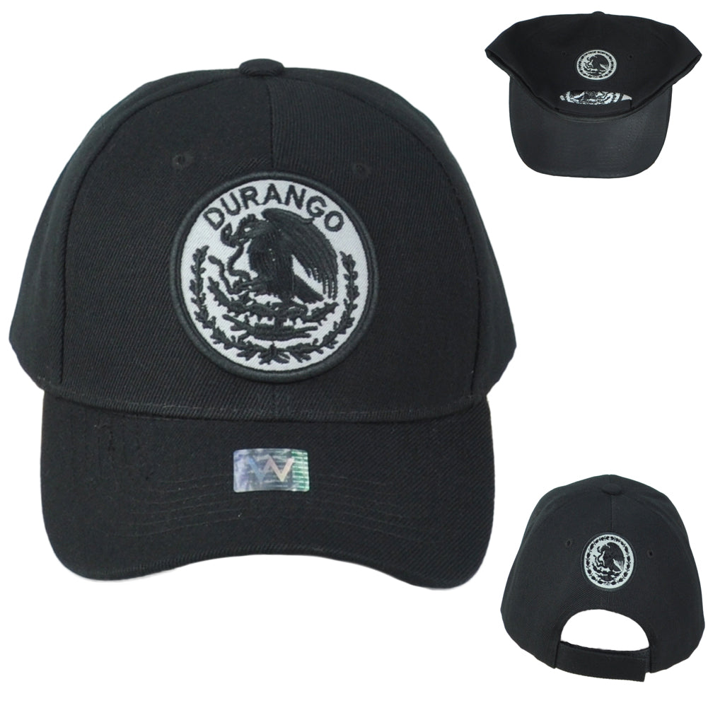 Durango Mexico City Shield Black Adjustable Adults Curved Bill Gorra Men Hat Cap