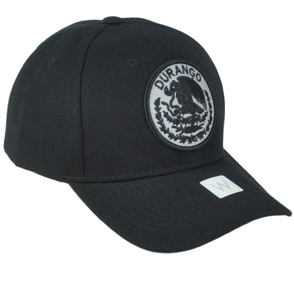 Durango Mexico City Shield Black Adjustable Adults Curved Bill Gorra Men Hat Cap