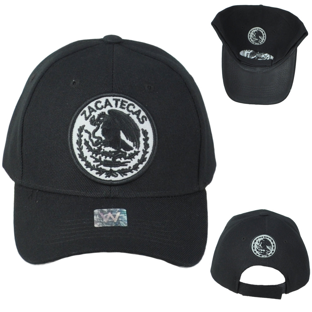 Zacatecas Mexico City Shield Black Adjustable Adults Curved Bill Gorra Hat Cap
