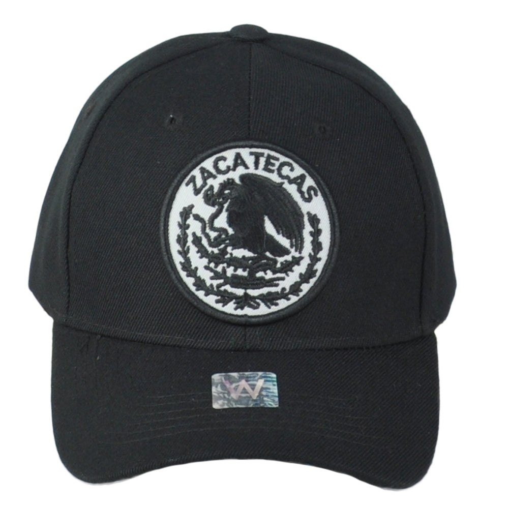 Zacatecas Mexico City Shield Black Adjustable Adults Curved Bill Gorra Hat Cap