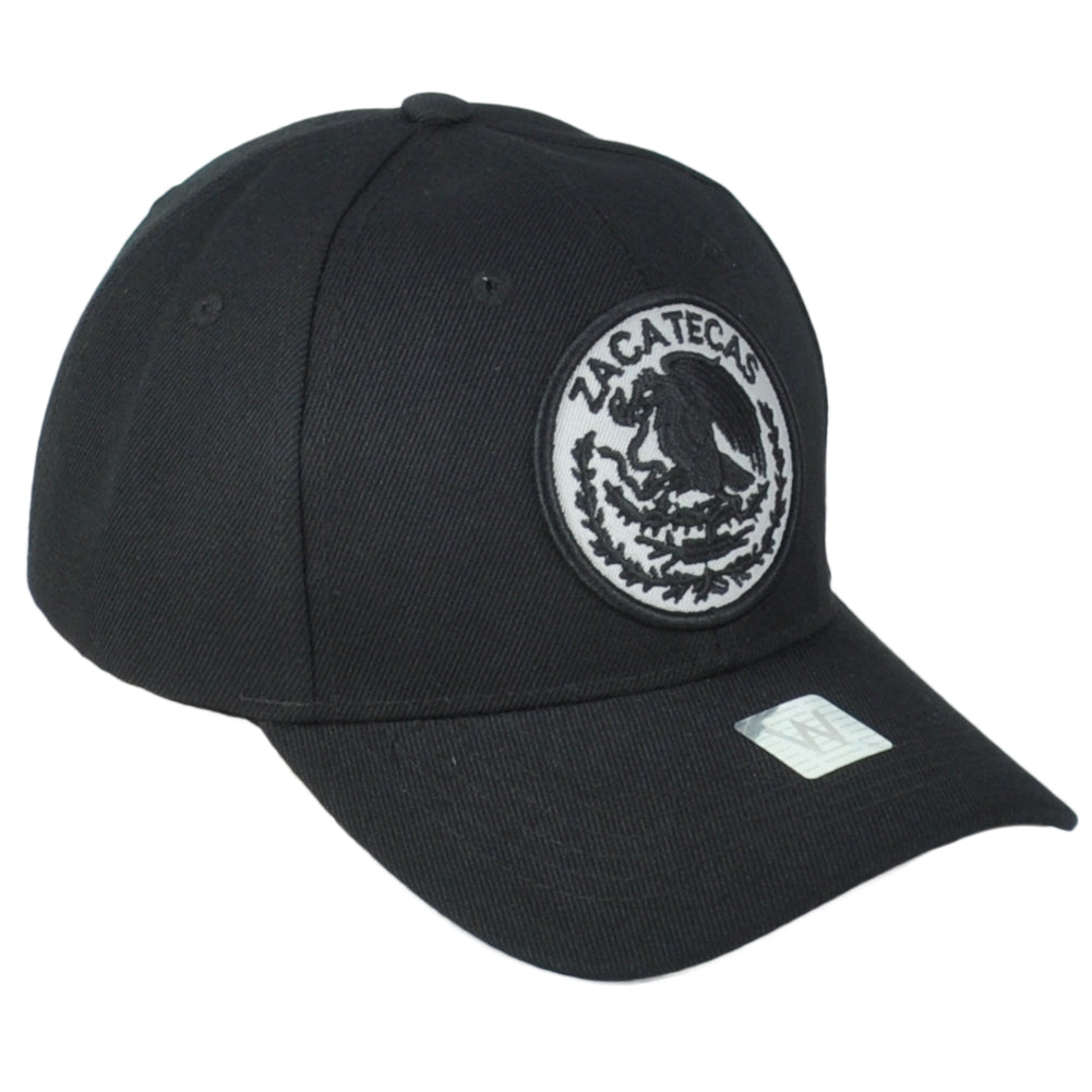 Zacatecas Mexico City Shield Black Adjustable Adults Curved Bill Gorra Hat Cap