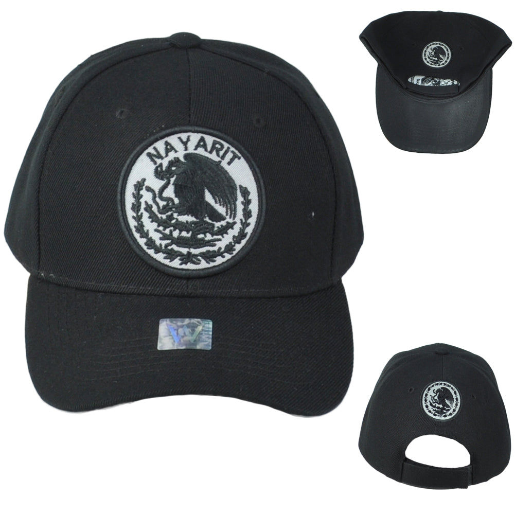 Nayarit Mexico City Shield Black Adjustable Adults Curved Bill Gorra Men Hat Cap