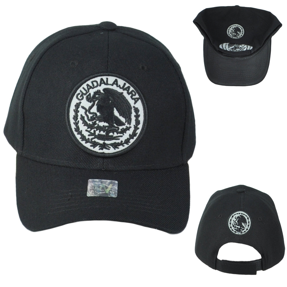 Guadalajara Mexico City Shield Black Adjustable Adults Curved Bill Gorra Hat Cap