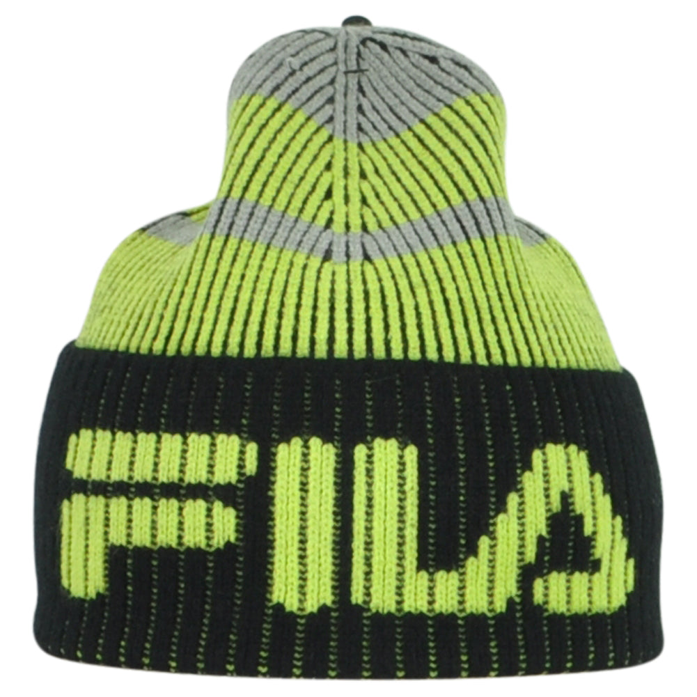 Fila Brand Black Skully Acrylic OFSA Adults Winter Cuffed Knit Beanie Hat