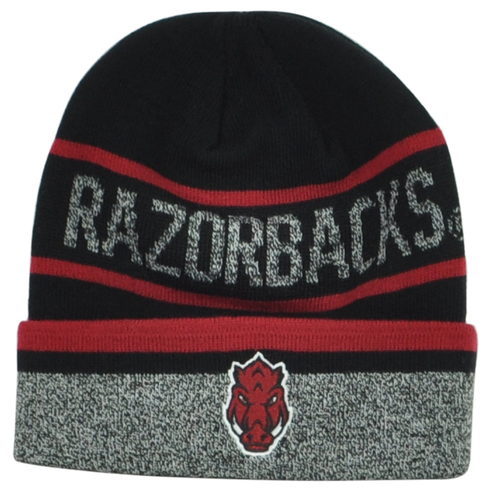 NCAA TOW Arkansas Razorbacks Winter Sports Adult Tricolor Cuffed Knit Beanie Hat