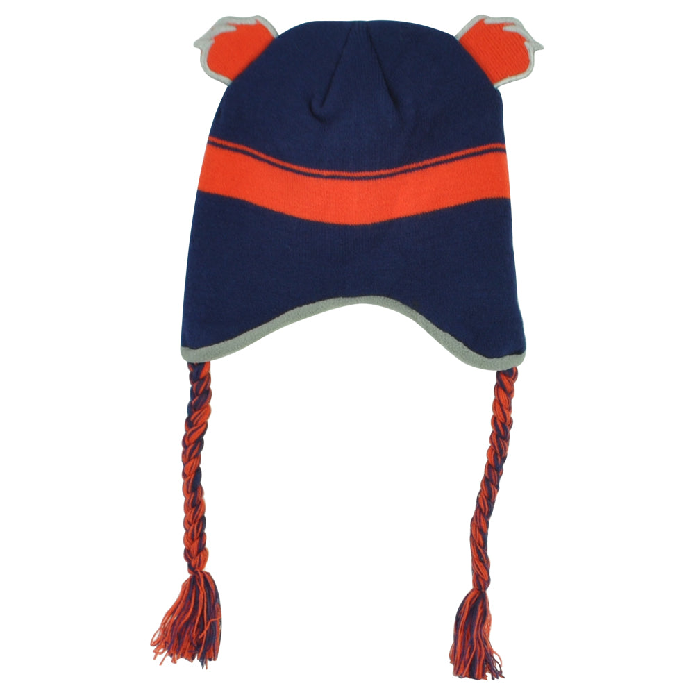 NHL Edmonton Oilers Helmet Tassels Navy Orange Winter Kids Child Knit Beanie Hat