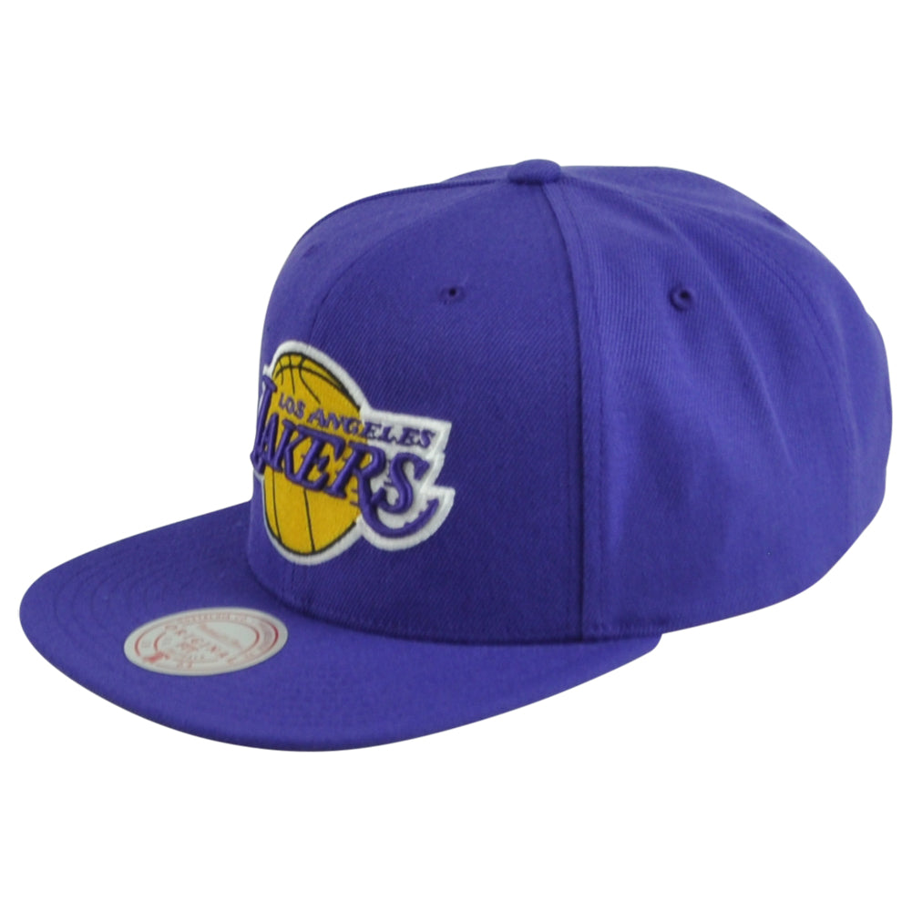 NBA Mitchell Ness Los Angeles Lakers Original Purple Snapback Flat Bill Hat Cap