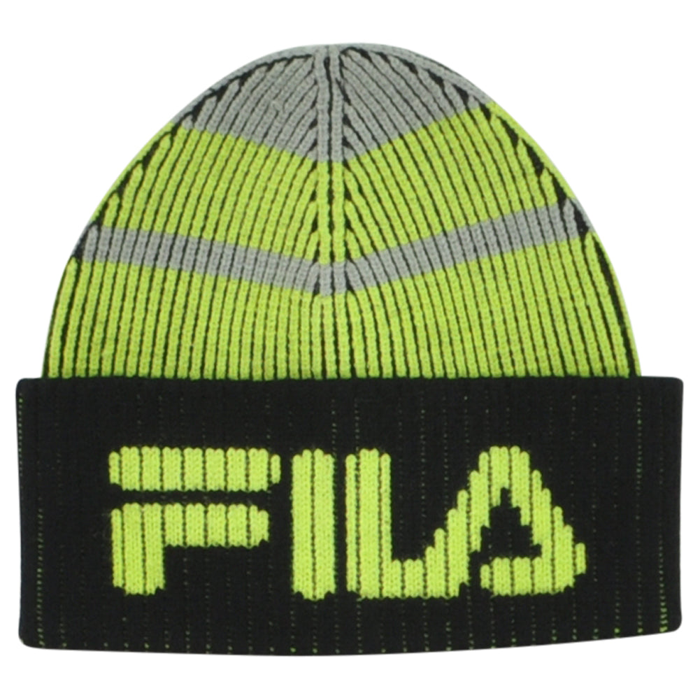 Fila Brand Black Skully Acrylic OFSA Adults Winter Cuffed Knit Beanie Hat