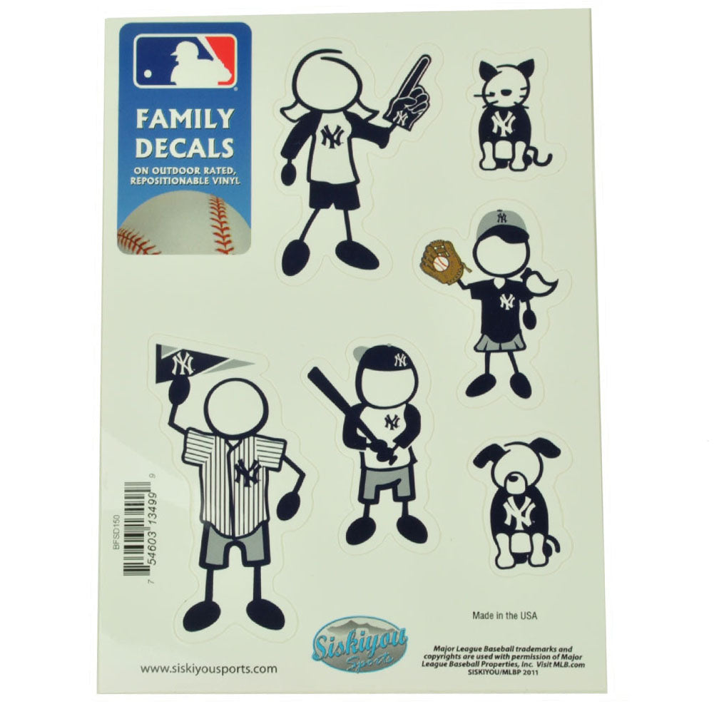 MLB New York Yankees Family Decal Set Car Fan Repositionable Vinyl Automobile