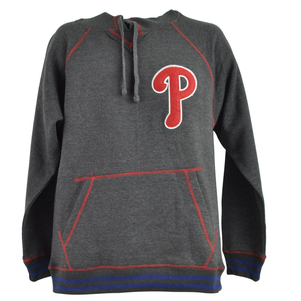 MLB Philadelphia Phillies Long Sleeve Hoodie Pullover Gray Adults Sweatshirt