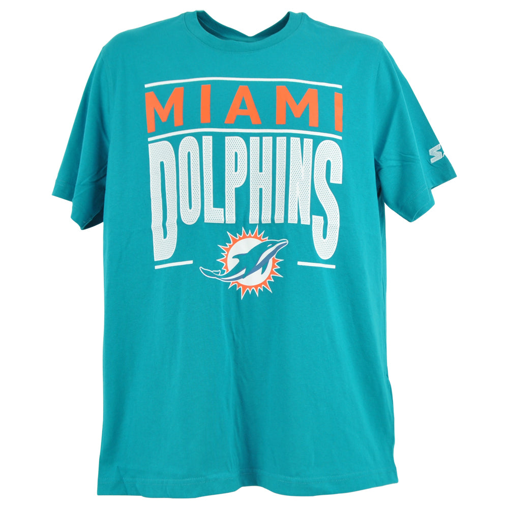NFL Starter Miami Dolphins Teal Football Crew Neck Adults Man Tshirt Tee