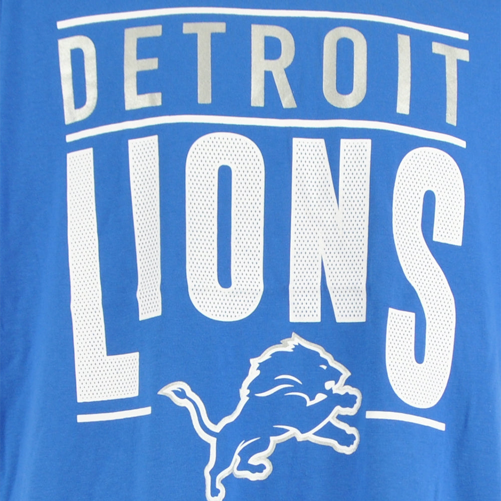 NFL Starter Detroit Lions Football Blue Crew Neck Adults Men Tshirt Tee