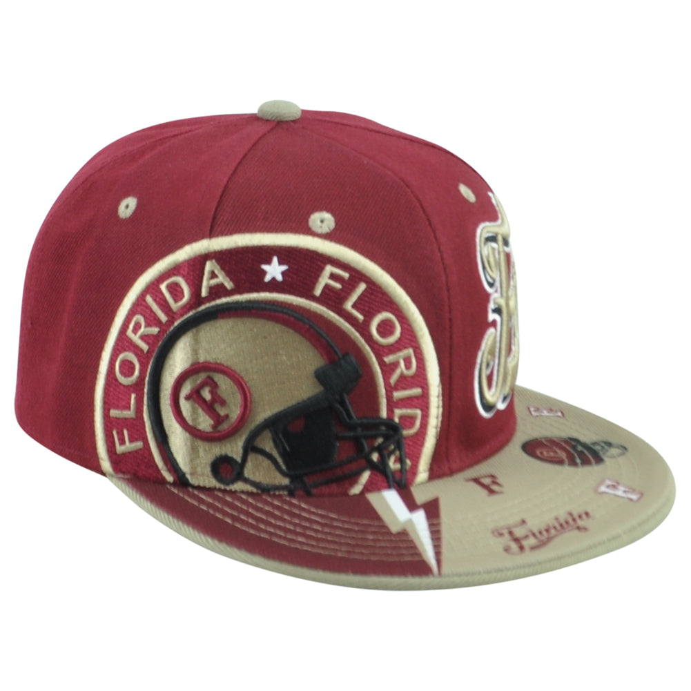 Florida Seminoles Theme Football State Flat Bill Adjustable Helmet Adult Hat Cap