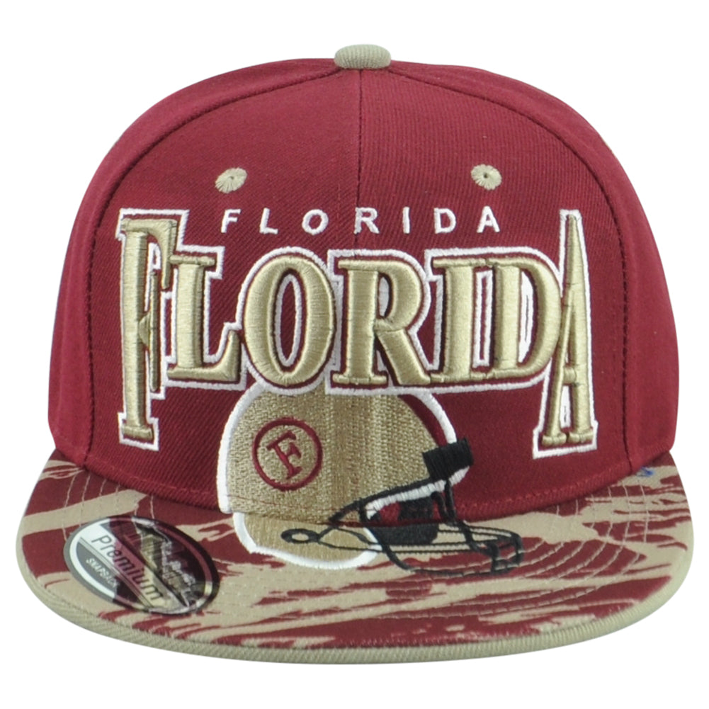 Florida Seminoles Theme Football State Flat Bill Adjustable Helmet Men Hat Cap
