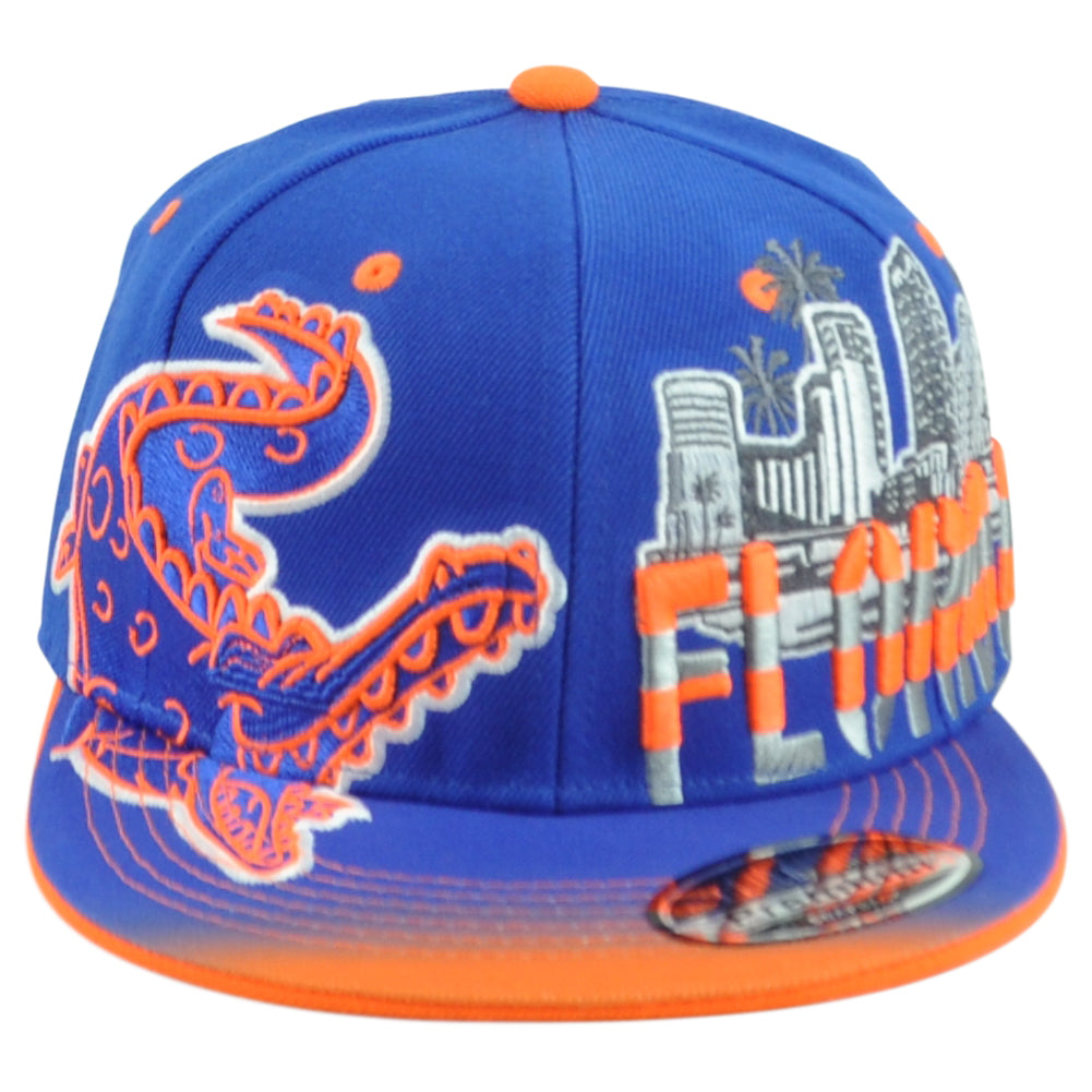 Florida Gators Theme Football State Flat Bill Adjustable Adults Stripes Hat Cap