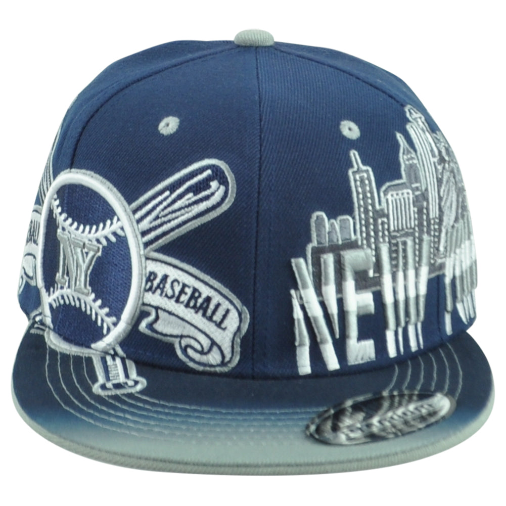 New York Yankees Theme Baseball State Flat Bill Adjustable Adult Stripes Hat Cap
