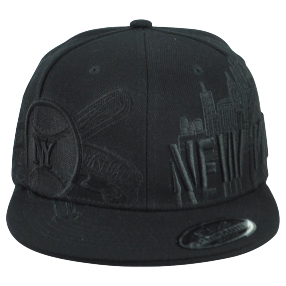New York Yankees Theme Baseball State Flat Bill Adjustable Adults Black Hat Cap