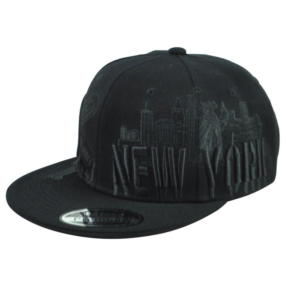 New York Yankees Theme Baseball State Flat Bill Adjustable Adults Black Hat Cap