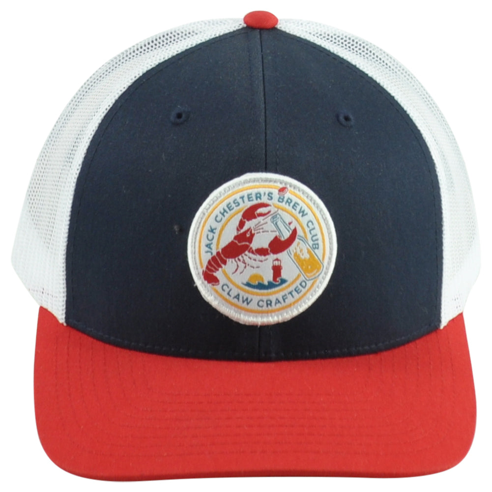 Jack Chester's Brew Club Claw Crafted Trucker Mesh Blue Red White Adults Hat Cap