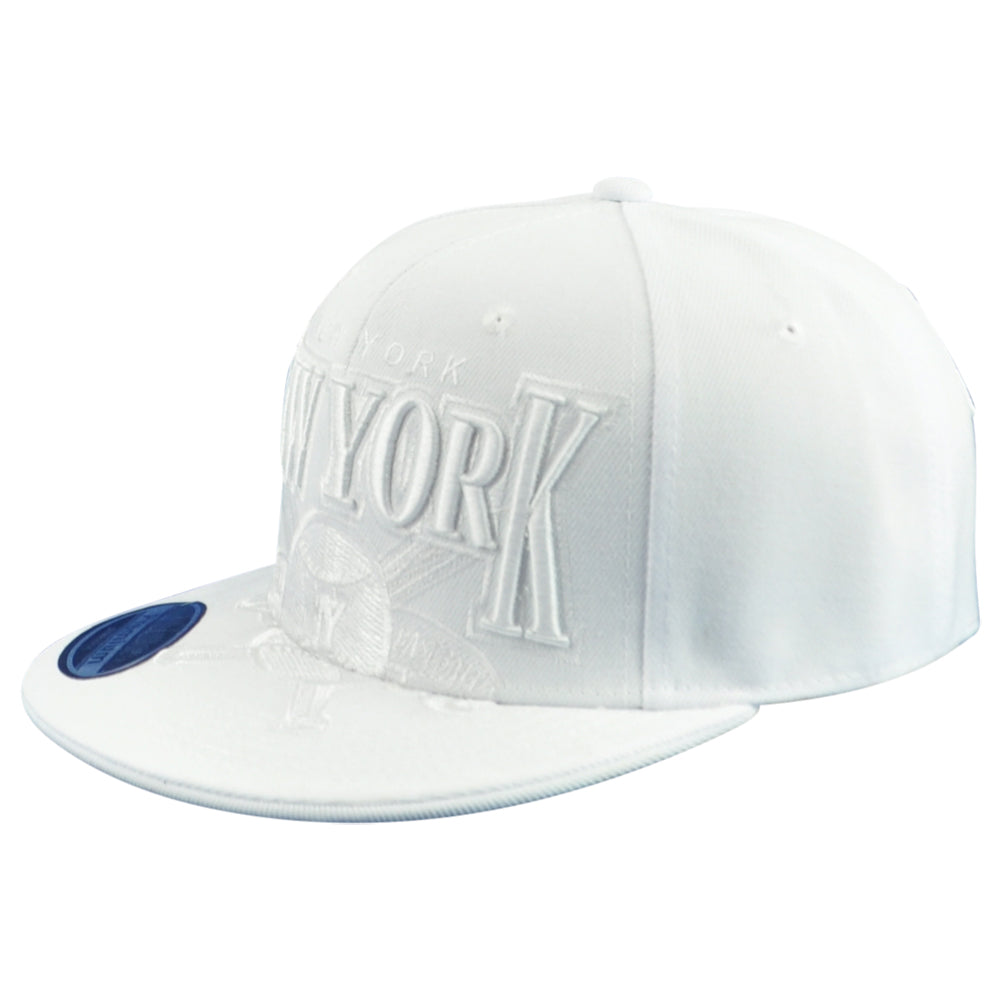New York Yankees Theme Baseball State Flat Bill Adjustable Adults White Hat Cap