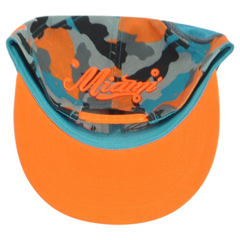Miami Florida Dolphins Theme Football Helmet Flat Bill Adults Men Camo Hat Cap