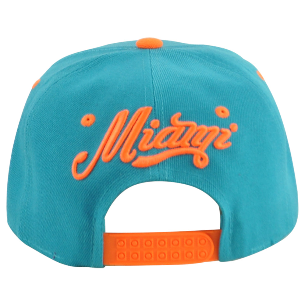 Miami Florida Dolphins Theme Football Helmet Flat Bill Adults Two Colors Hat Cap